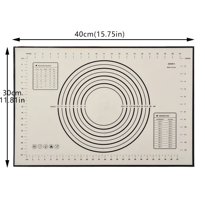Silicone Baking Mat with Scale – Non-Stick Rolling Dough, Fondant & Pastry Mat | BPA-Free | 3 Sizes, 6 Colors