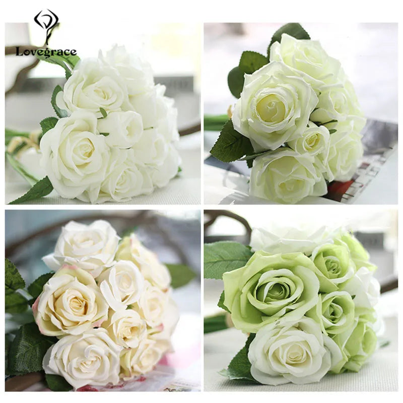 Silk Rose Wedding Bouquet – Artificial Bridal Flowers | Lovegrace