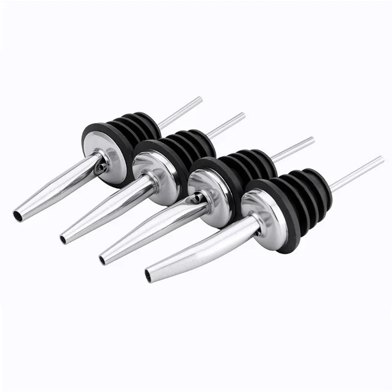 4-Pack Stainless Steel Wine & Liquor Bottle Pourer Spouts – Dispenser Stoppers for Bar, Home & Restaurant