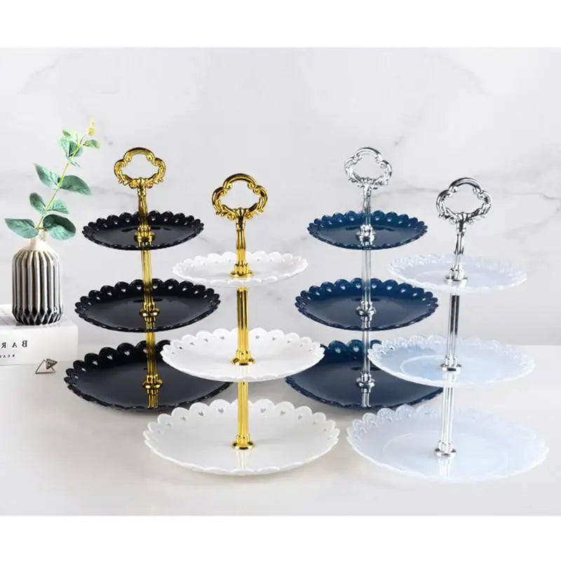 3-Tier Detachable Cake Stand – Plastic Dessert, Fruit & Cupcake Display for Weddings, Birthdays & Parties