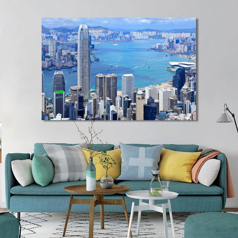 Landsacpe Posters and Prints Wall Art Canvas Painting Beautiful City View of Hong Kong Pictures for Living Room Cuadros Decor Peaceful Pleasures Health and Wellness