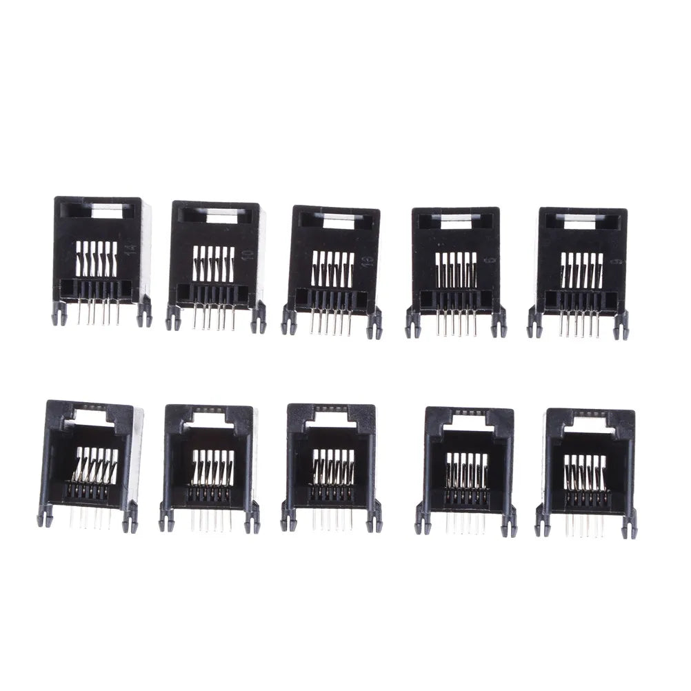 RJ12 RJ11 6P6C Crystal Female Socket Connectors – 10 Pack