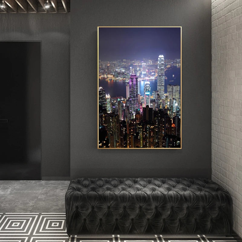 Landsacpe Posters and Prints Wall Art Canvas Painting Beautiful City View of Hong Kong Pictures for Living Room Cuadros Decor Peaceful Pleasures Health and Wellness