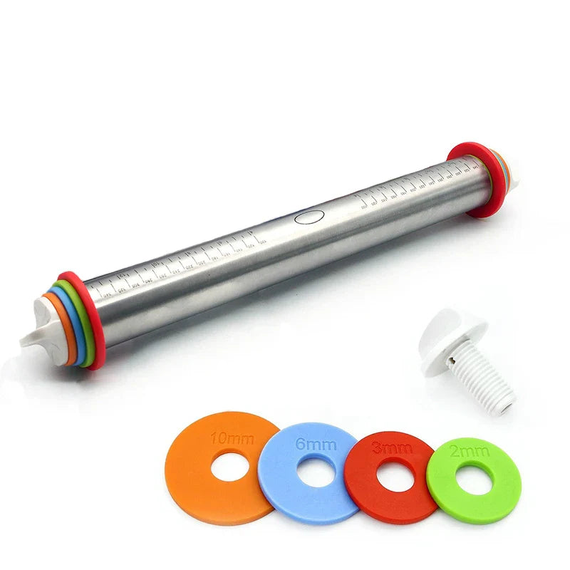 43cm Adjustable Stainless Steel Rolling Pin – Fondant & Dough