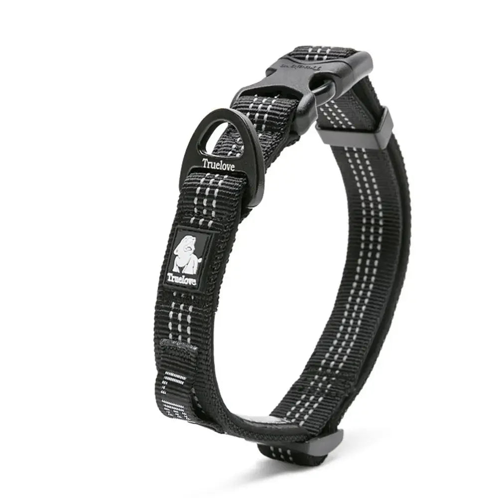 Truelove Dog Collars Set 3M Reflective Collar for Small Medium Large Dogs Puppy Adjustable Padded Soft Nylon Comfy Neck TLC5271 Peaceful Pleasures Health and Wellness Black L Russian Federation