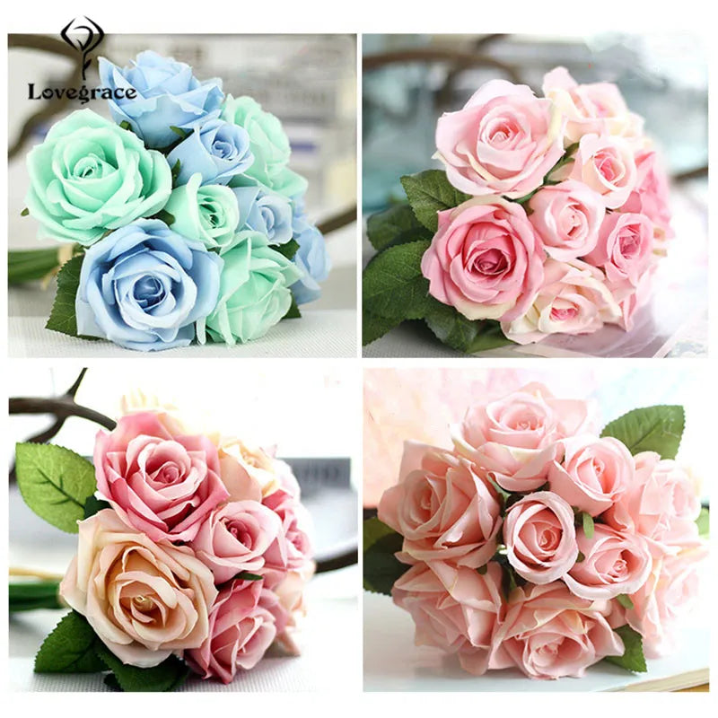 Silk Rose Wedding Bouquet – Artificial Bridal Flowers | Lovegrace