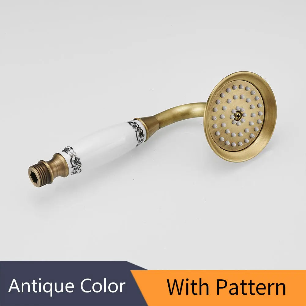 OWOFAN Antique Brass Handheld Rainfall Shower Head | Gold