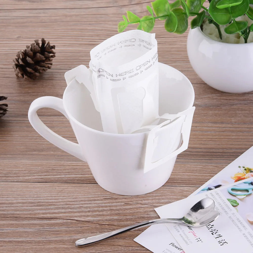 50pcs/100pcs Pack Drip Coffee Filter Bag Portable Hanging Ear Style Coffee Filters Paper Home Office Travel Brew Coffee Bolsas