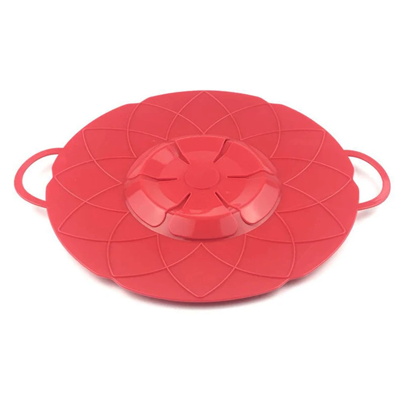 Silicone Lid Spill Stopper Cover for Pot Pan Kitchen Accessories Cooking Tools Flower Cookware Home Kitchen Accessories Gadgets Peaceful Pleasures Health and Wellness Red