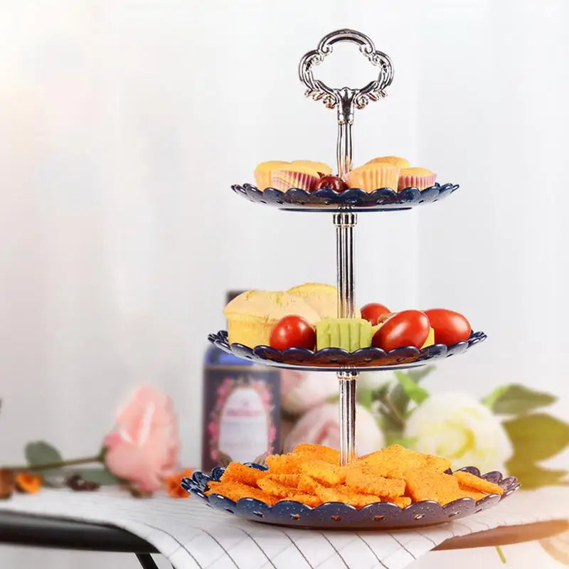 3-Tier Detachable Cake Stand – Plastic Dessert, Fruit & Cupcake Display for Weddings, Birthdays & Parties
