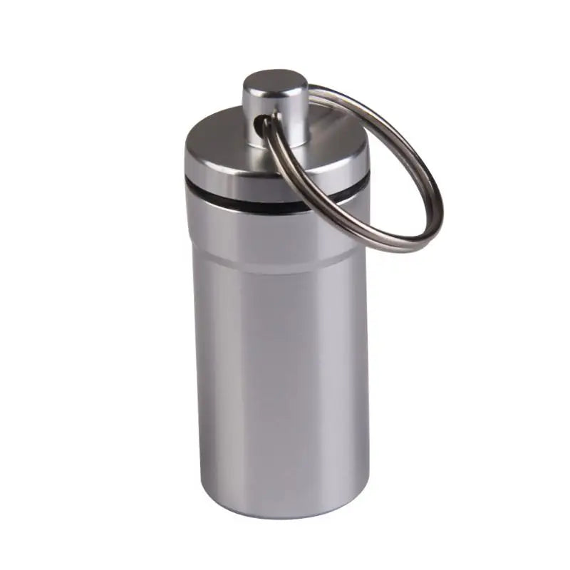 1pc Mini Waterproof Pill Box Key Ring Chain Medicine Case Holder Container Outdoor Travel Portable Medicine Bottles Peaceful Pleasures Health and Wellness Silver01 China Mainland