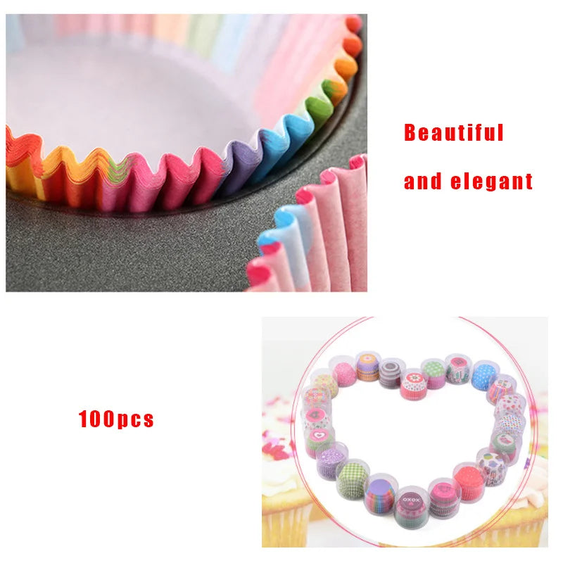 100-Pack Greaseproof Paper Cupcake Liners | Multi-Color Muffin Cases & Baking Cups