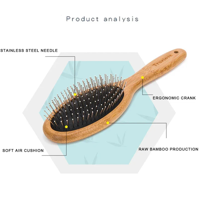 Truelove Pet Round Comb Bamboo Wood Handle in Cat and Dog Hair Remover Brush Fur Small Medium Large Grooming Gifts TLK19131 Peaceful Pleasures Health and Wellness