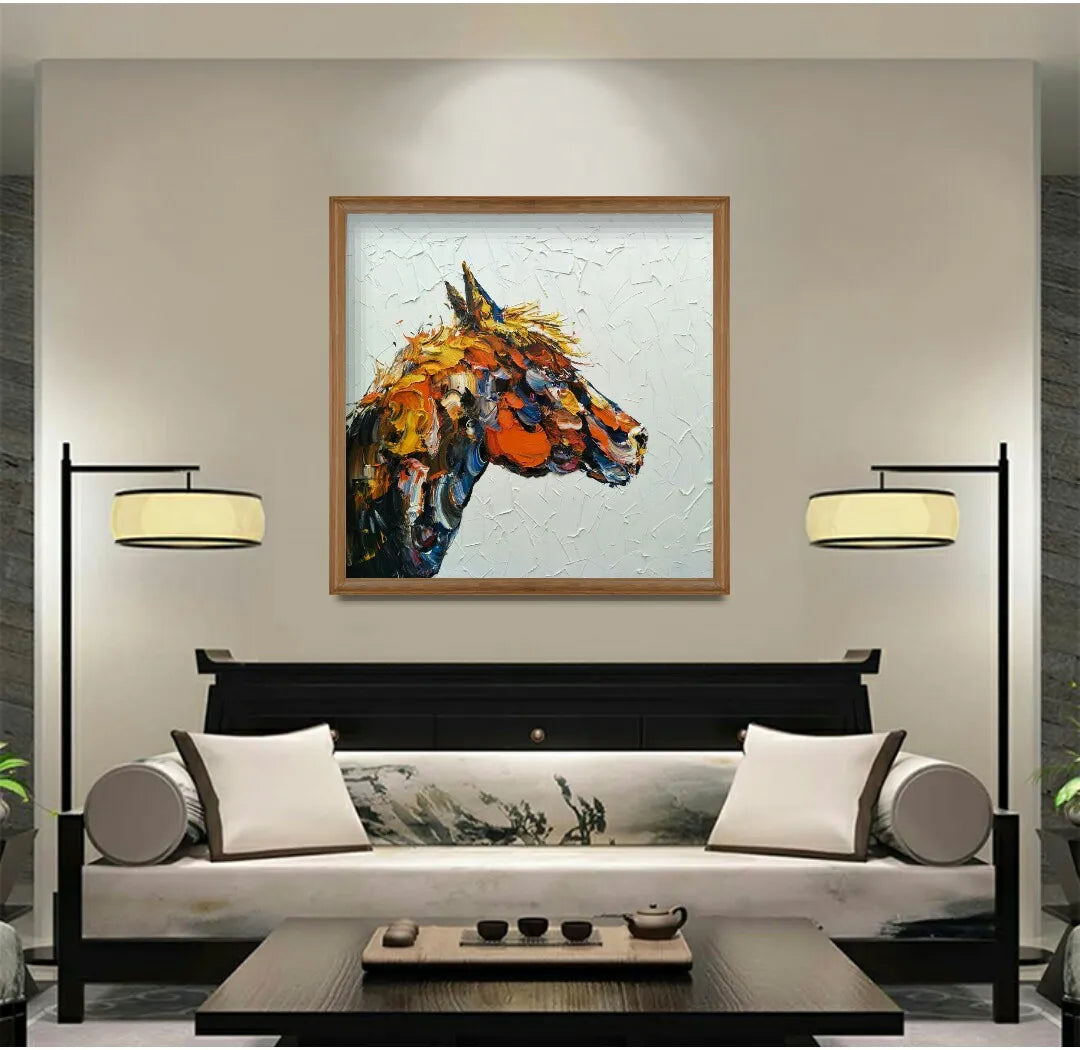 Knife Painting Horse Animals, Handpainted Painting, Wall Art, Modern Picture Palette, Home Decor Peaceful Pleasures Health and Wellness