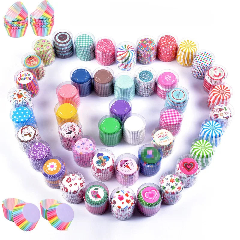 100-Pack Greaseproof Paper Cupcake Liners | Multi-Color Muffin Cases & Baking Cups