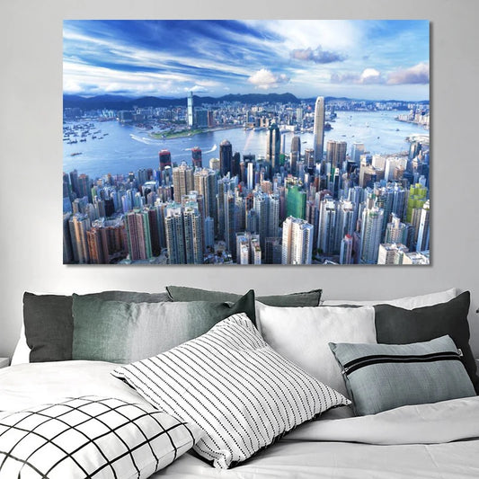 Landsacpe Posters and Prints Wall Art Canvas Painting Beautiful City View of Hong Kong Pictures for Living Room Cuadros Decor Peaceful Pleasures Health and Wellness