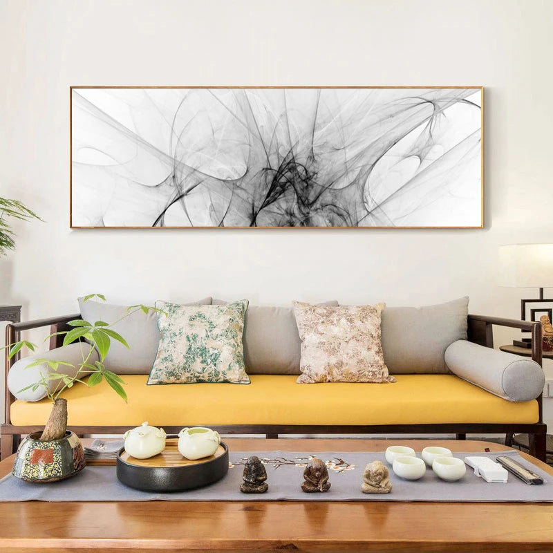 Abstract Art Posters and Prints Wall Art Canvas Painting Black and White Ink Line Pictures for Living Room Nordic Decor No Frame Peaceful Pleasures Health and Wellness