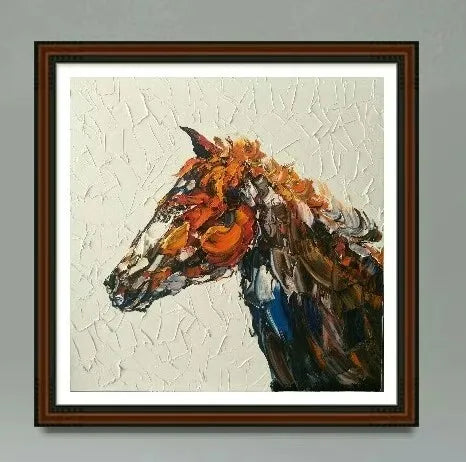 Knife Painting Horse Animals, Handpainted Painting, Wall Art, Modern Picture Palette, Home Decor Peaceful Pleasures Health and Wellness PURPLE 90x90cm