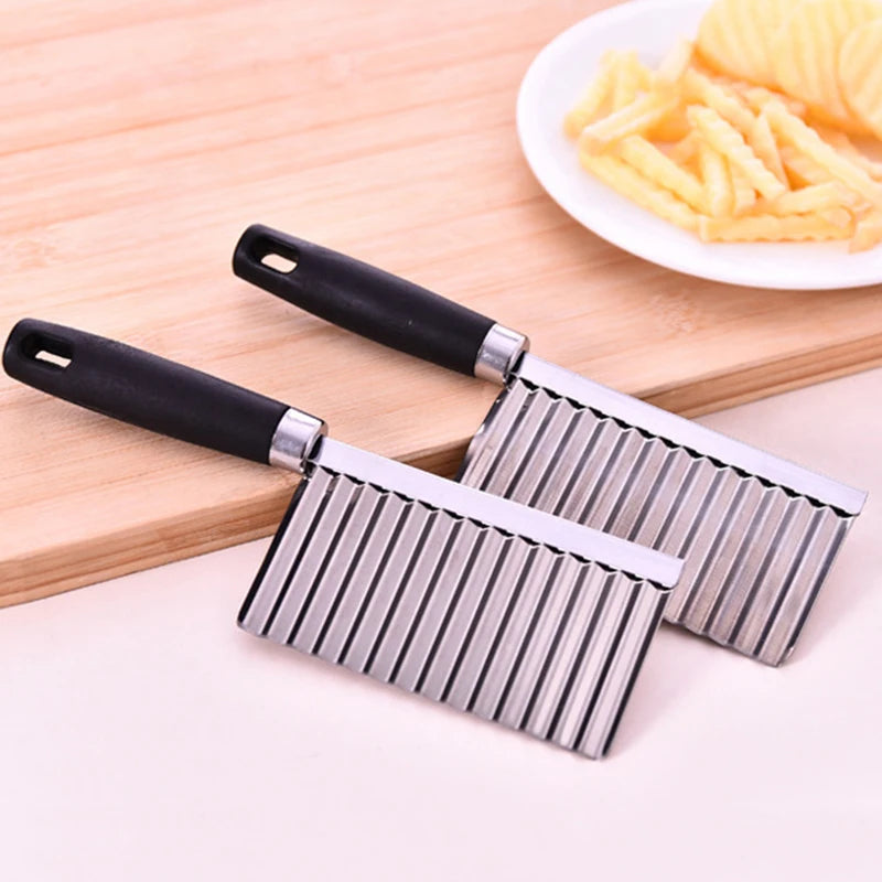 Stainless Steel Crinkle Wave Cutter Knife – Wavy Slicer for Potato, Cucumber, Carrot & Vegetables