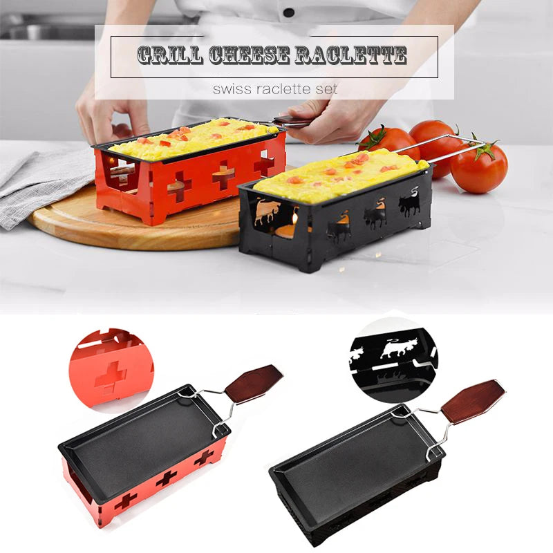 Mini Raclette Cheese Grill Set – Non-Stick Pan with Wooden Handle Peaceful Pleasures Health and Wellness
