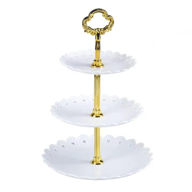 3-Tier Detachable Cake Stand – Plastic Dessert, Fruit & Cupcake Display for Weddings, Birthdays & Parties