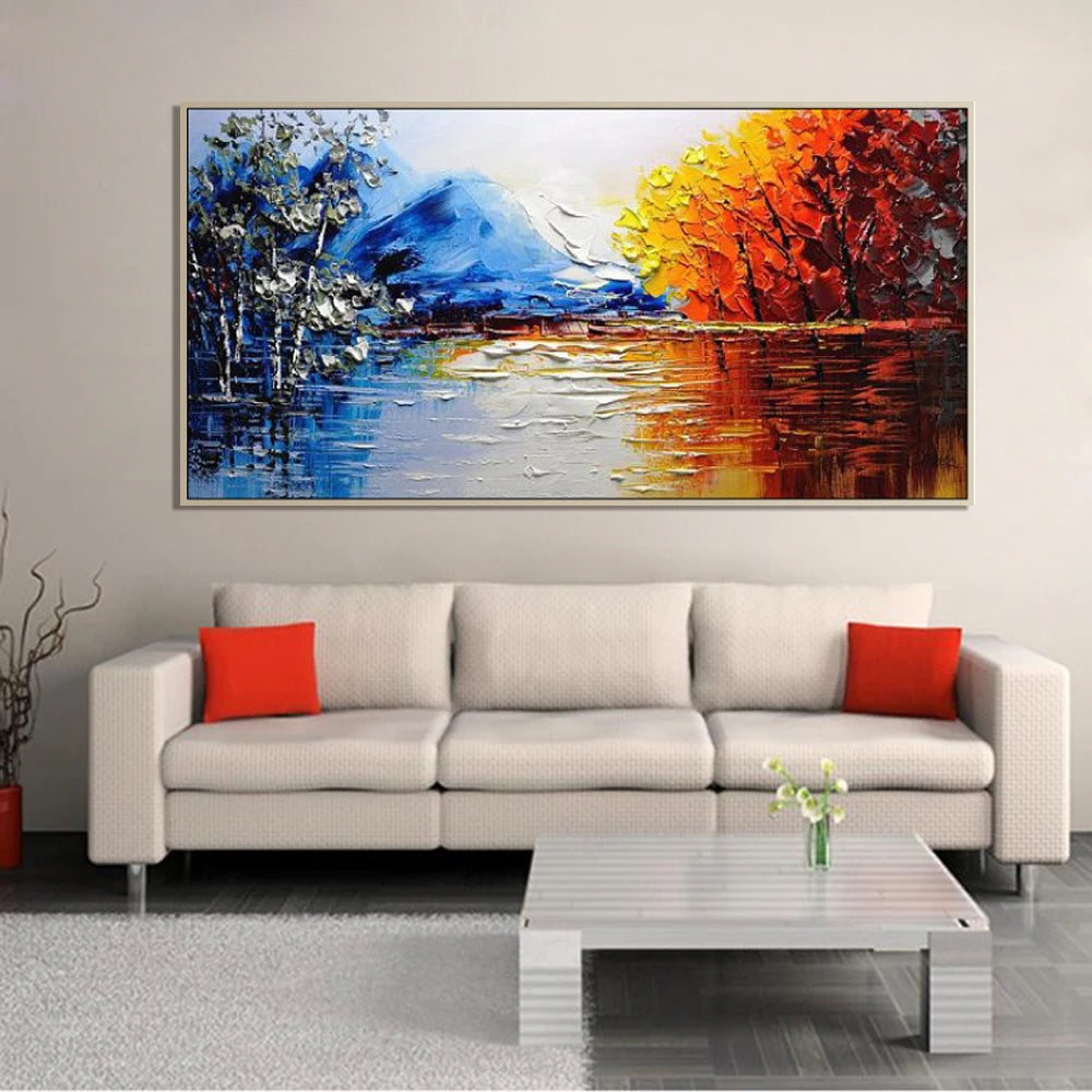 Handmade Abstract Landscape Painting on Canvas, Wall Art, Pictures for Live Room, Home Decor, Unframe Peaceful Pleasures Health and Wellness