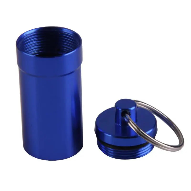 1pc Mini Waterproof Pill Box Key Ring Chain Medicine Case Holder Container Outdoor Travel Portable Medicine Bottles Peaceful Pleasures Health and Wellness blue01 China Mainland