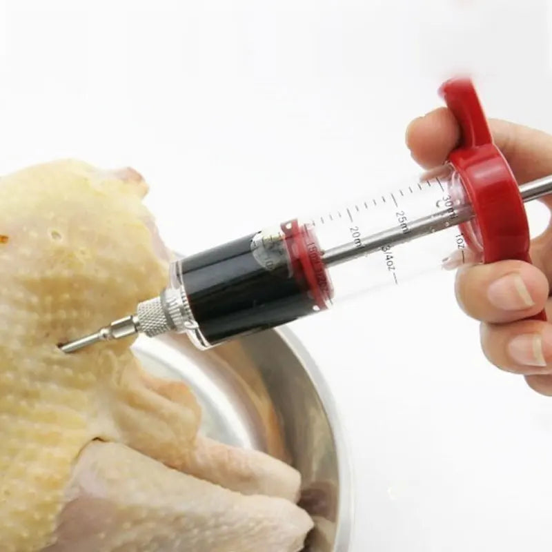 BBQ Meat Marinade Injector Syringe Set – Stainless Steel Needles, for Sauce & Spice Injection, Kitchen & Grilling