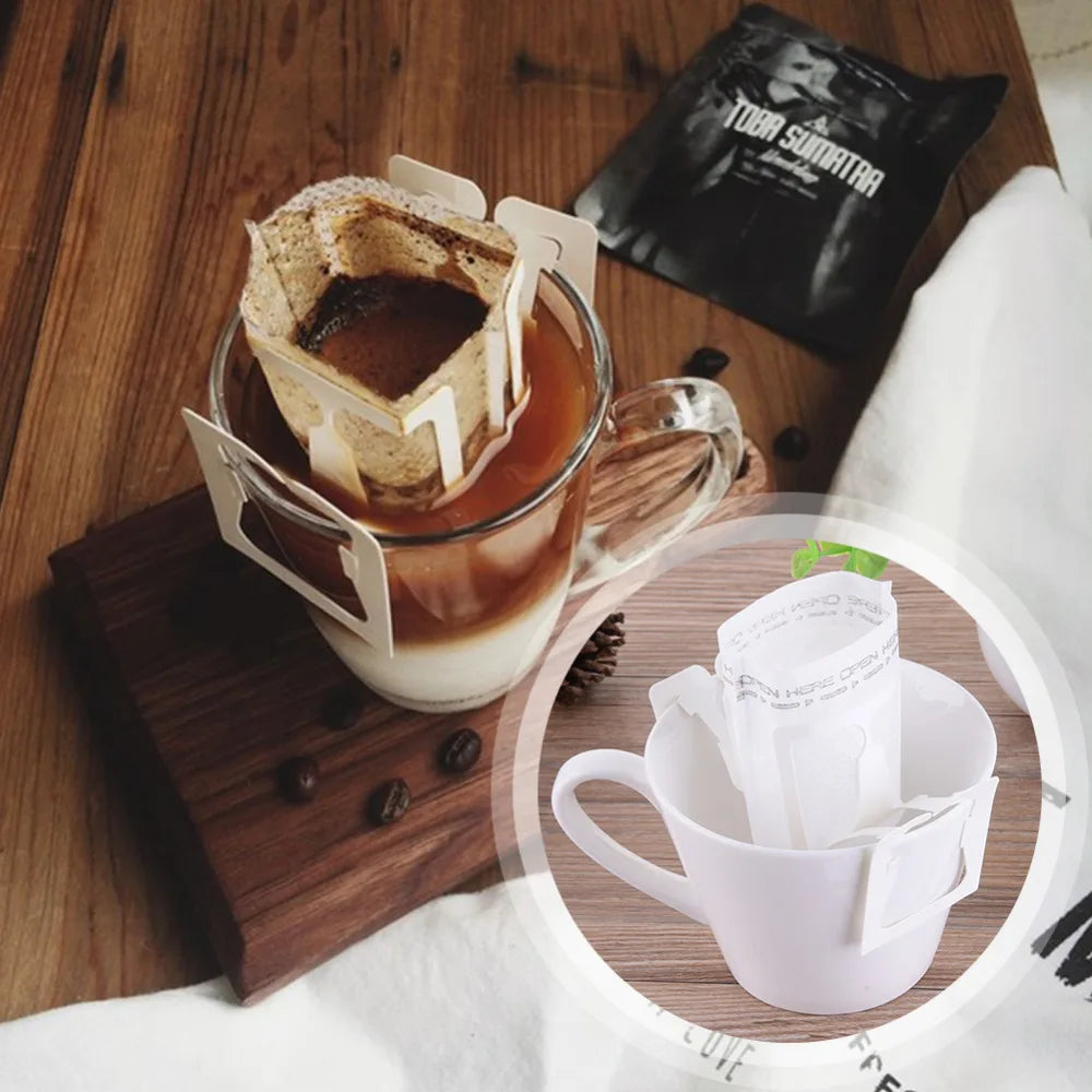 50pcs/100pcs Pack Drip Coffee Filter Bag Portable Hanging Ear Style Coffee Filters Paper Home Office Travel Brew Coffee Bolsas