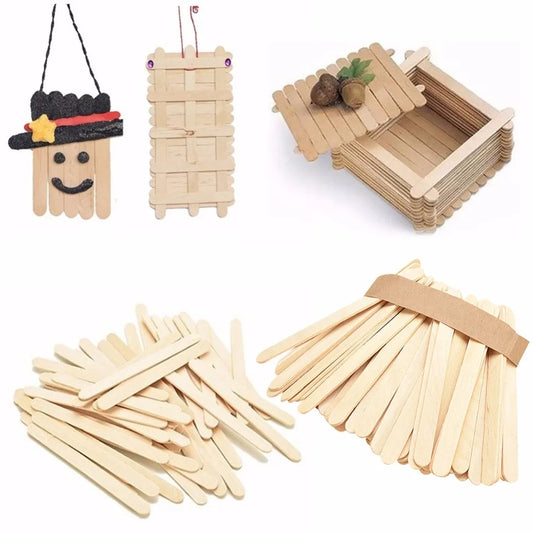 50-Pack Wooden Popsicle & Ice Cream Sticks – Natural Wood, 2 Sizes, for DIY Crafts & Ice Lollies Peaceful Pleasures Health and Wellness