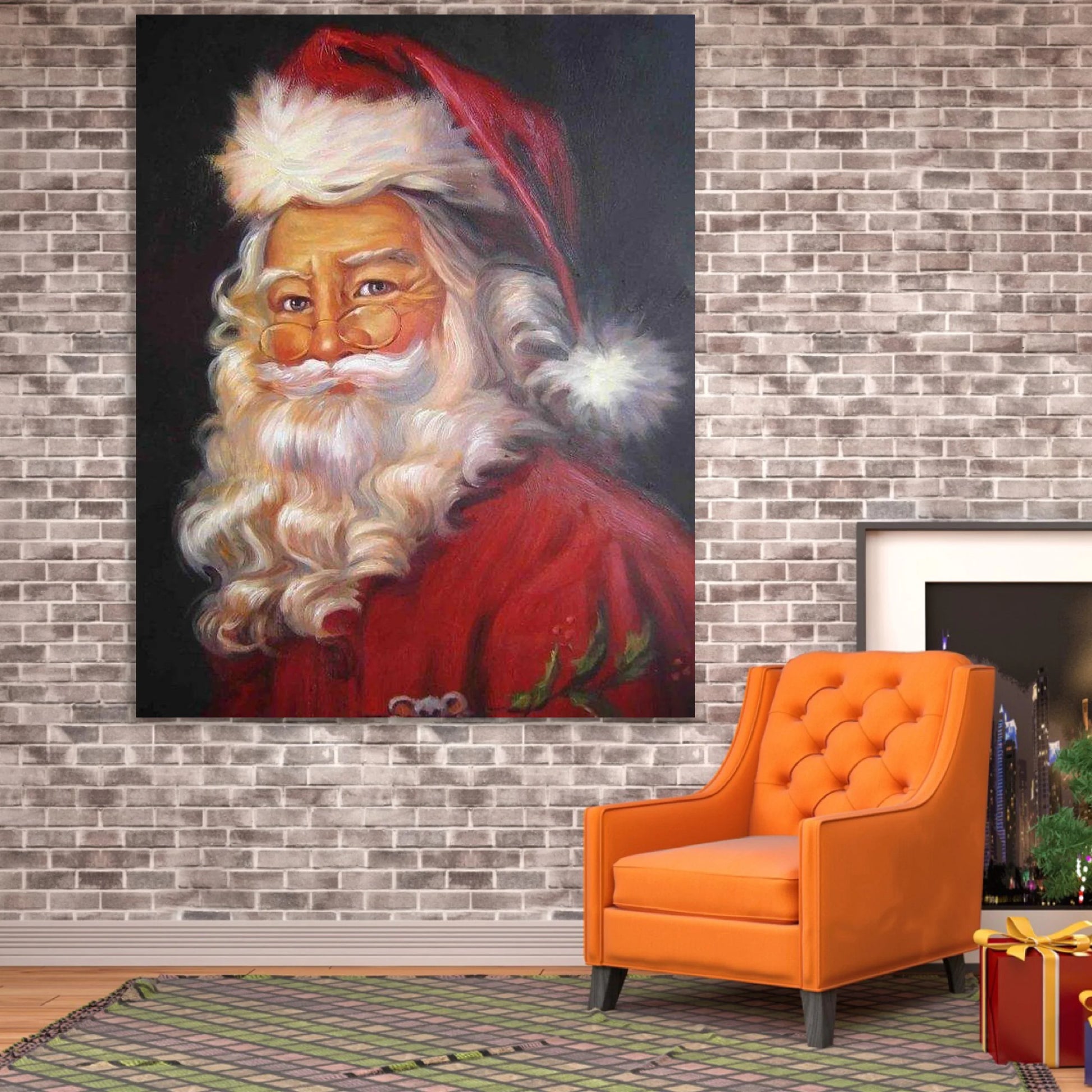 Large size Father Christmas oil painting Hand Painted Canvas Art Poster Figure Paintings For Living Room Wall portraiture Peaceful Pleasures Health and Wellness 60x80cm