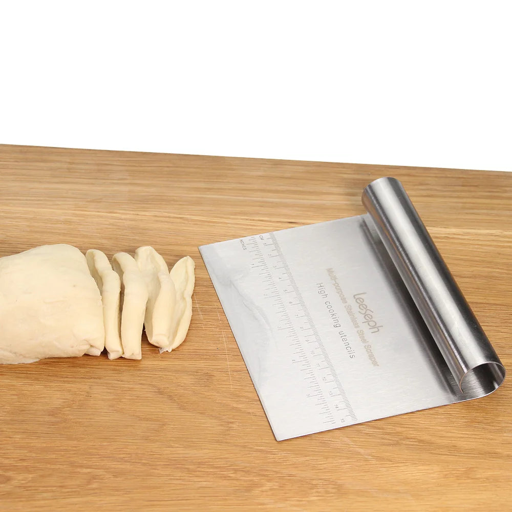 Leeseph Multi-purpose Stainless Steel Scraper & Chopper, Dough Scraper, Pizza Dough Cutter , kitchen tools Peaceful Pleasures Health and Wellness