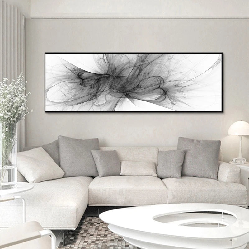 Abstract Art Posters and Prints Wall Art Canvas Painting Black and White Ink Line Pictures for Living Room Nordic Decor No Frame Peaceful Pleasures Health and Wellness