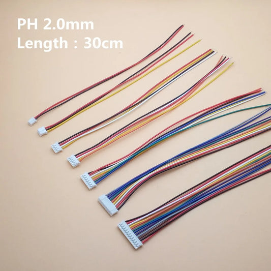 20pcs/Lot JST PH 2.0 2/3/4/5/6/7/8/9/10 Pin Pitch 2.0mm Connector Plug Wire Cable 30cm Length 26AWG Peaceful Pleasures Health and Wellness 20Pcs 2P Length 30cm