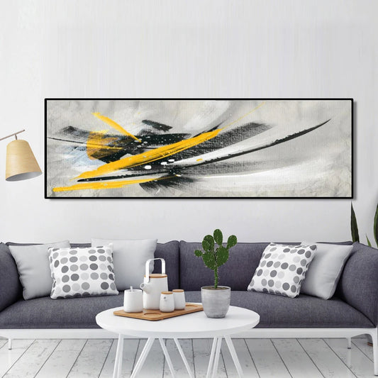 Minimalistic Black and Yellow Abstract Oil Painting on Canvas Posters and Prints Wall Art Pictures for Living Room Nordic Decor Peaceful Pleasures Health and Wellness