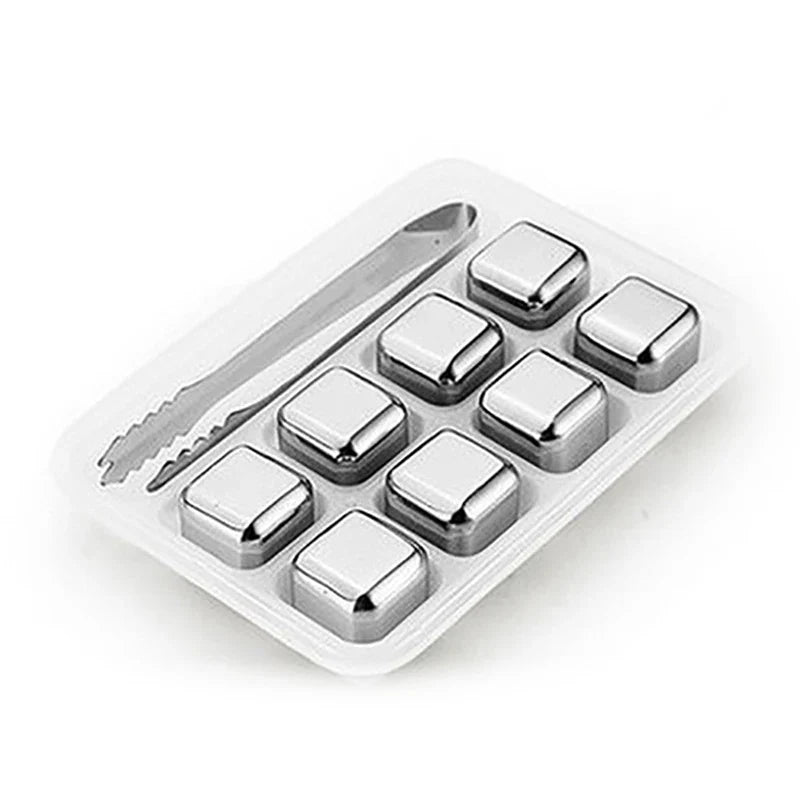 Reusable Stainless Steel Ice Cubes – Whiskey & Wine Chilling Set