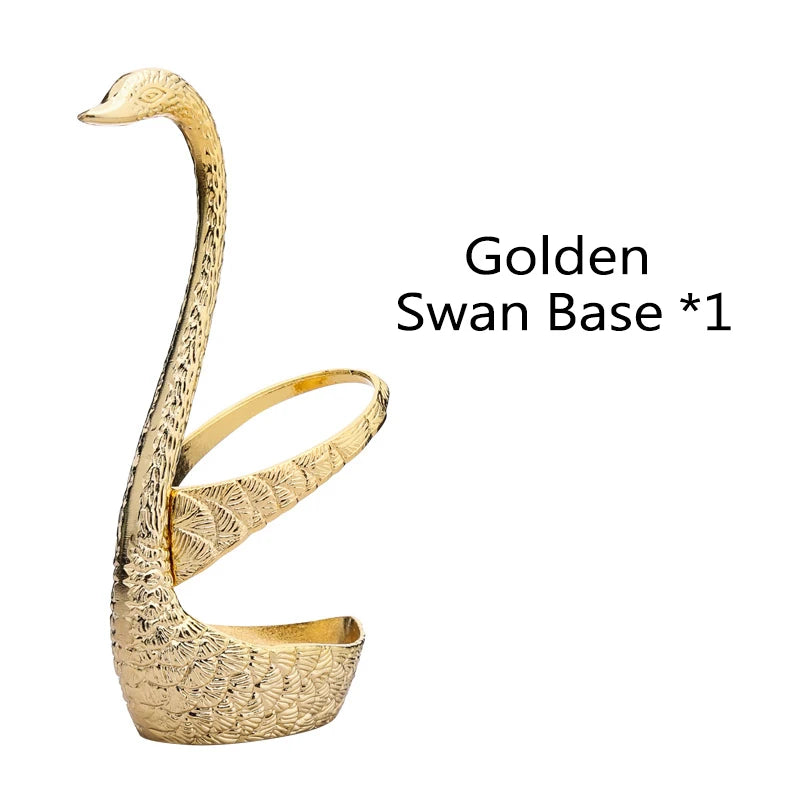 Swan Holder 7-Piece Dessert Fork & Spoon Set – Decorative Tableware for Wedding, Party & Home