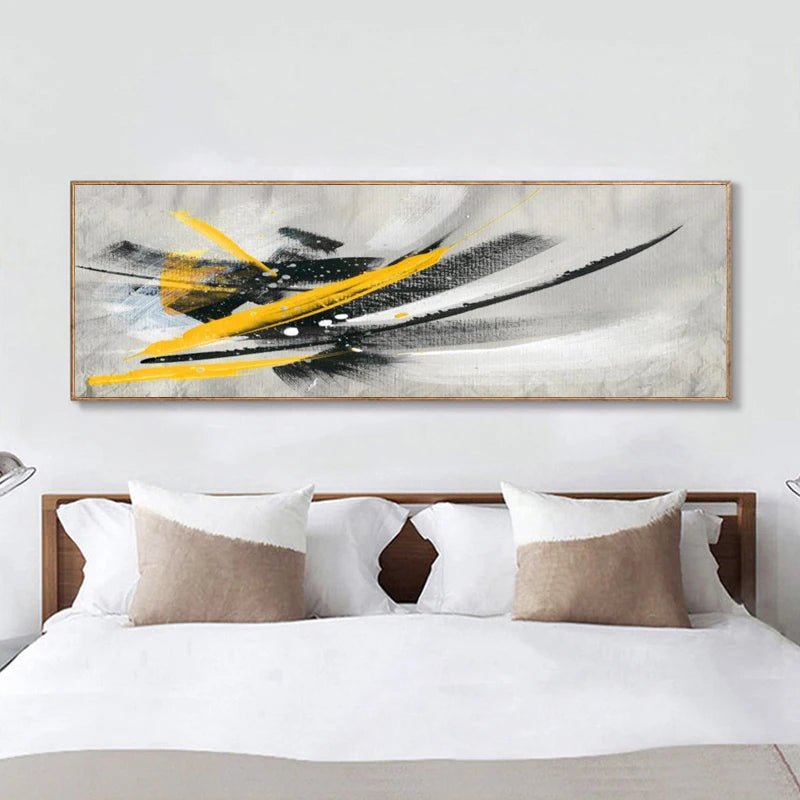 Minimalistic Black and Yellow Abstract Oil Painting on Canvas Posters and Prints Wall Art Pictures for Living Room Nordic Decor Peaceful Pleasures Health and Wellness