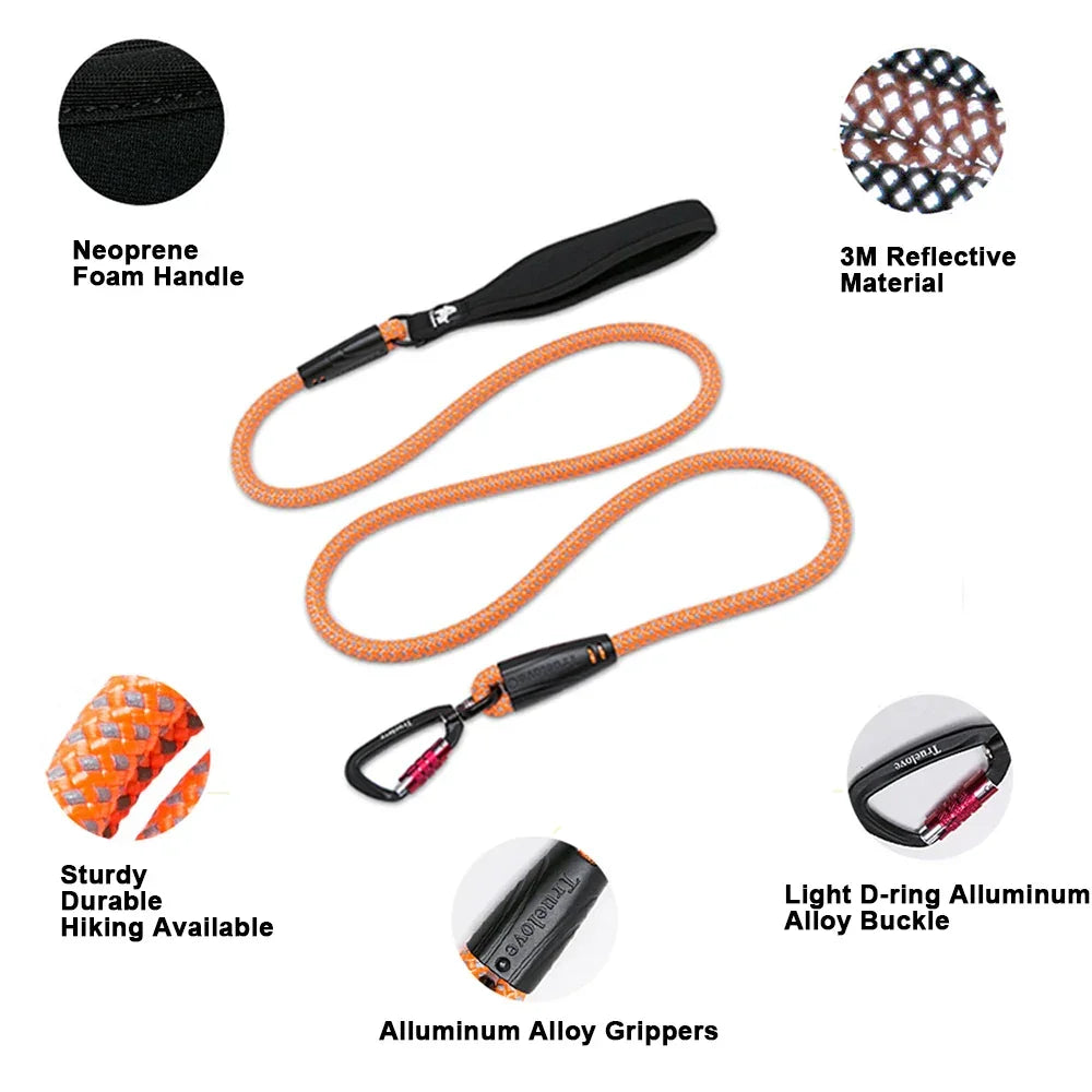 TrueLove Dog Pet Leash Nylon with Reflective Aluminum -Alloy Hook Stainless Steel D-ring Neoprene Handle walking hiking TLL2571 Peaceful Pleasures Health and Wellness
