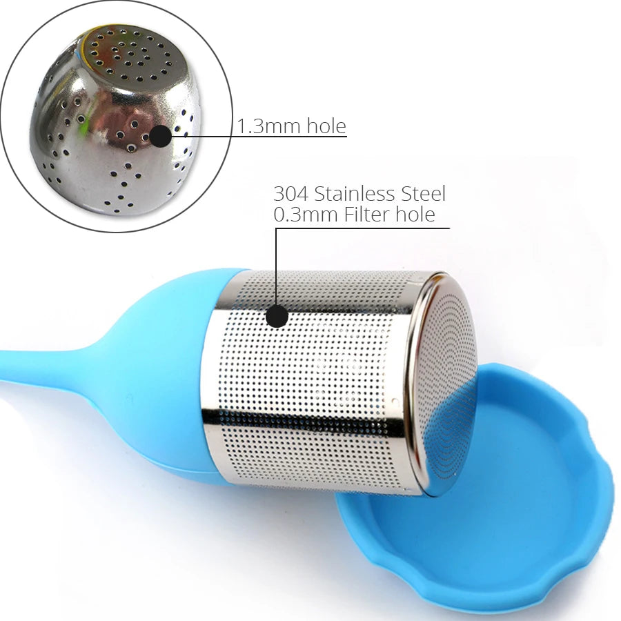 Tea Infuser - Stainless Steel Fine Mesh Tea Filter with BPA-Free Silicone Leaf Handle and Drip Tray for all Loose Leaf Tea Peaceful Pleasures Health and Wellness