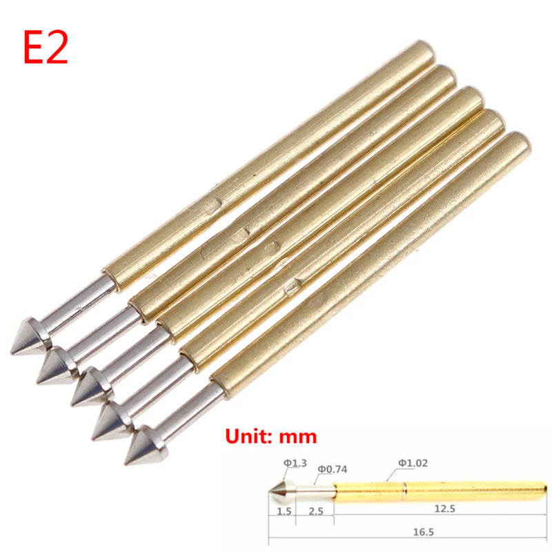 100pcs P75-E2/E3 Gold Plated Spring Pogo Pin Test Probes 1.3mm