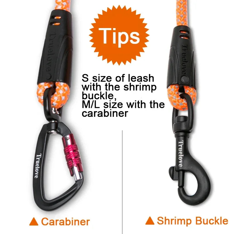 TrueLove Dog Pet Leash Nylon with Reflective Aluminum -Alloy Hook Stainless Steel D-ring Neoprene Handle walking hiking TLL2571 Peaceful Pleasures Health and Wellness