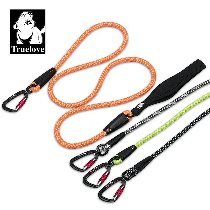TrueLove Dog Pet Leash Nylon with Reflective Aluminum -Alloy Hook Stainless Steel D-ring Neoprene Handle walking hiking TLL2571 Peaceful Pleasures Health and Wellness