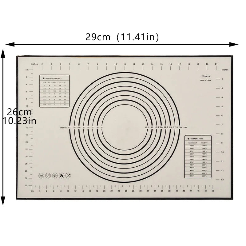 Non-Stick Silicone Pastry & Kneading Mat – 26x29cm Dough Rolling Baking Mat for Cookies, Bread & Pastry