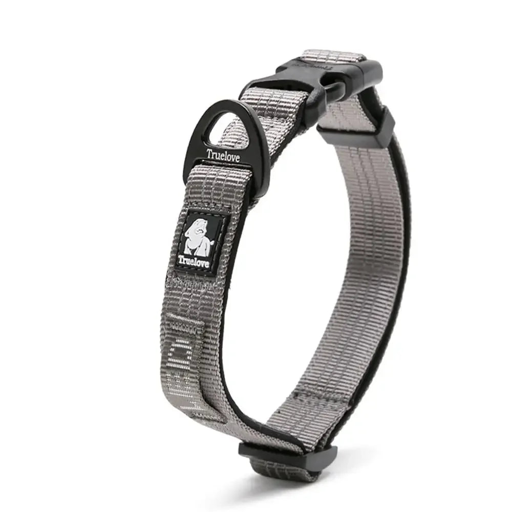 Truelove Dog Collars Set 3M Reflective Collar for Small Medium Large Dogs Puppy Adjustable Padded Soft Nylon Comfy Neck TLC5271 Peaceful Pleasures Health and Wellness Gray S China Mainland