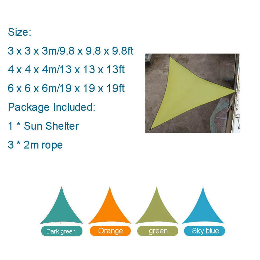 6x6x6m Triangle Sun Shade Sail – 90% UV Block, Waterproof