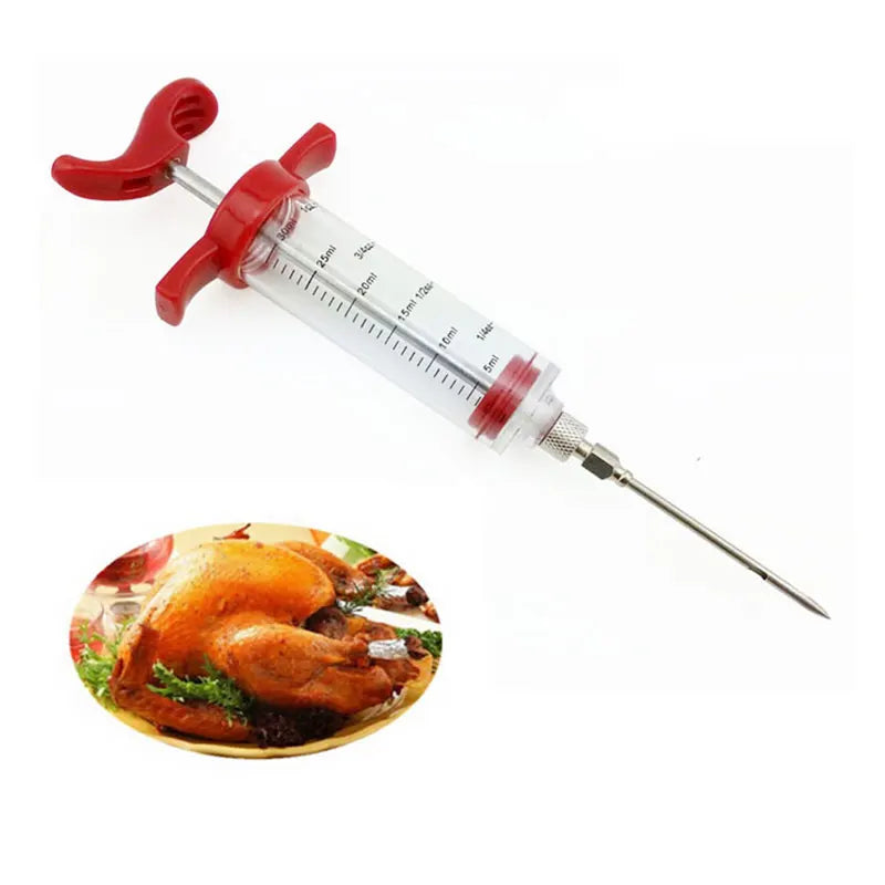 BBQ Meat Marinade Injector Syringe Set – Stainless Steel Needles, for Sauce & Spice Injection, Kitchen & Grilling