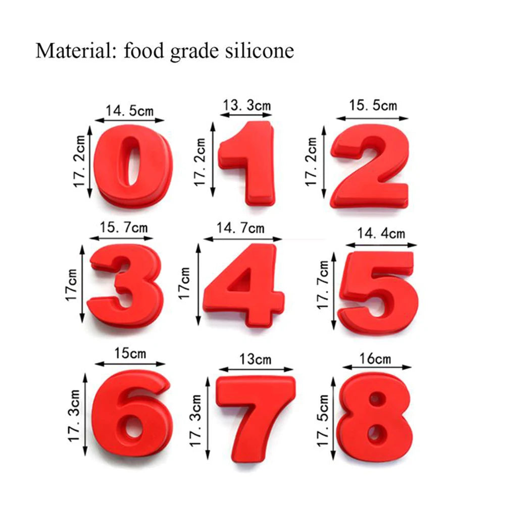 Large Size Silicone Digital 0-9 Cake Mold Cake Numbers Shape Cake Mould Decoration Tool for Wedding Birthday Anniversary Peaceful Pleasures Health and Wellness 9PC-L