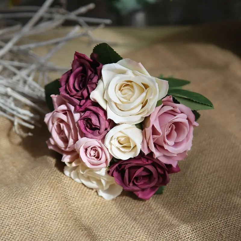 Silk Rose Wedding Bouquet – Artificial Bridal Flowers | Lovegrace