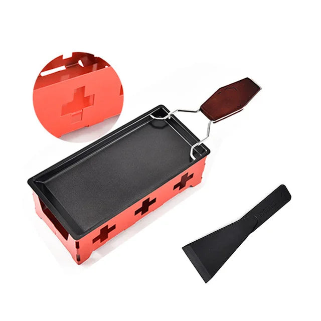 Mini Raclette Cheese Grill Set – Non-Stick Pan with Wooden Handle Peaceful Pleasures Health and Wellness Red